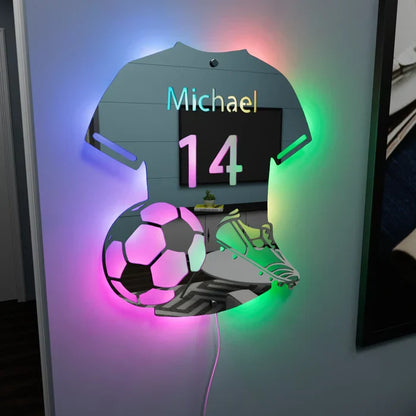 Personalized Soccer Jersey LED Mirror | Custom Name & Number